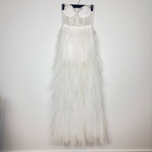 NWT For Love and Lemons White Bustier Formal Gown Tulle Bridal Wedding Dress - Picture 5 of 14